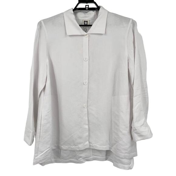 Anne Klein jacket short length wear to work linen white size 1X - Picture 1 of 4